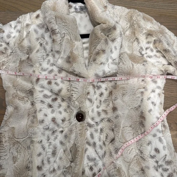 Faux fur white leopard print jacket - size M - Picture 4 of 4